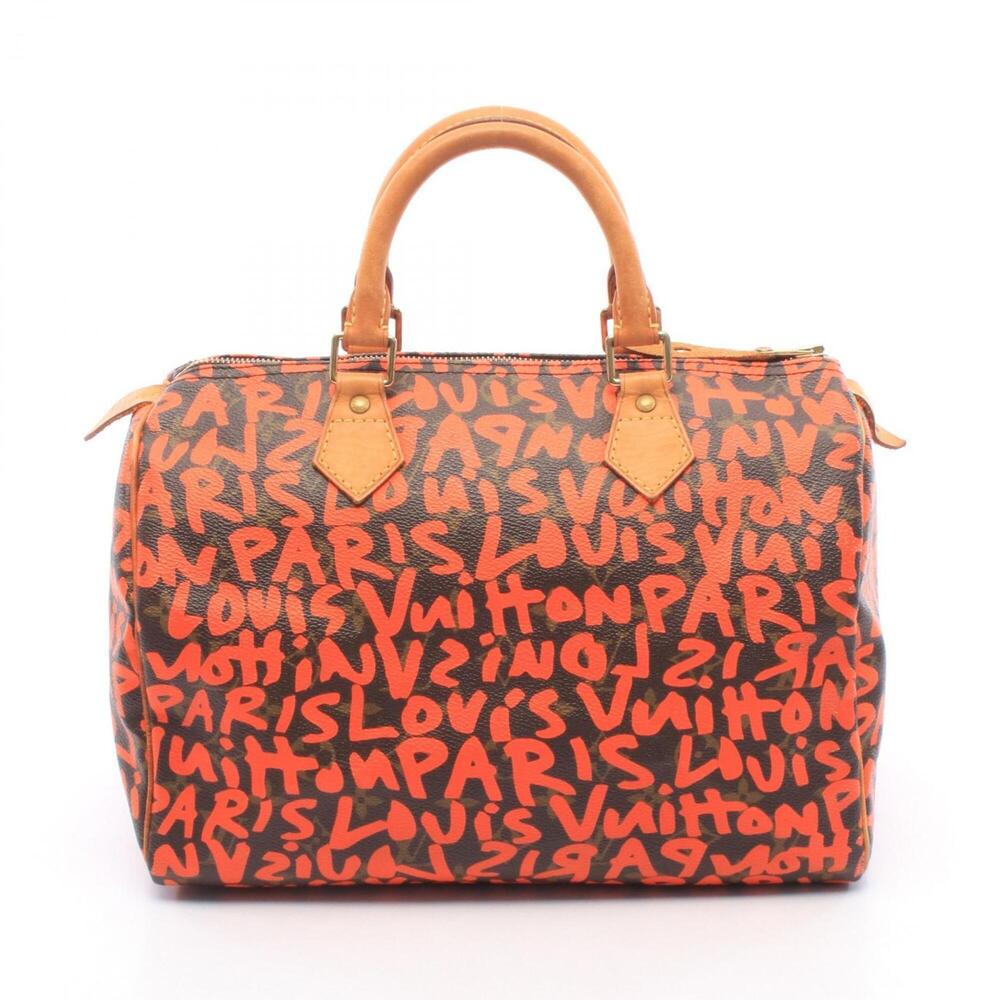 Louis Vuitton Speedy 30 Monogram Graffiti Orange Handbag, Coated Canvas Leath...